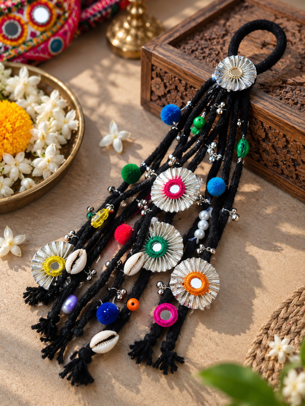 Black pompom and rakhi pranda