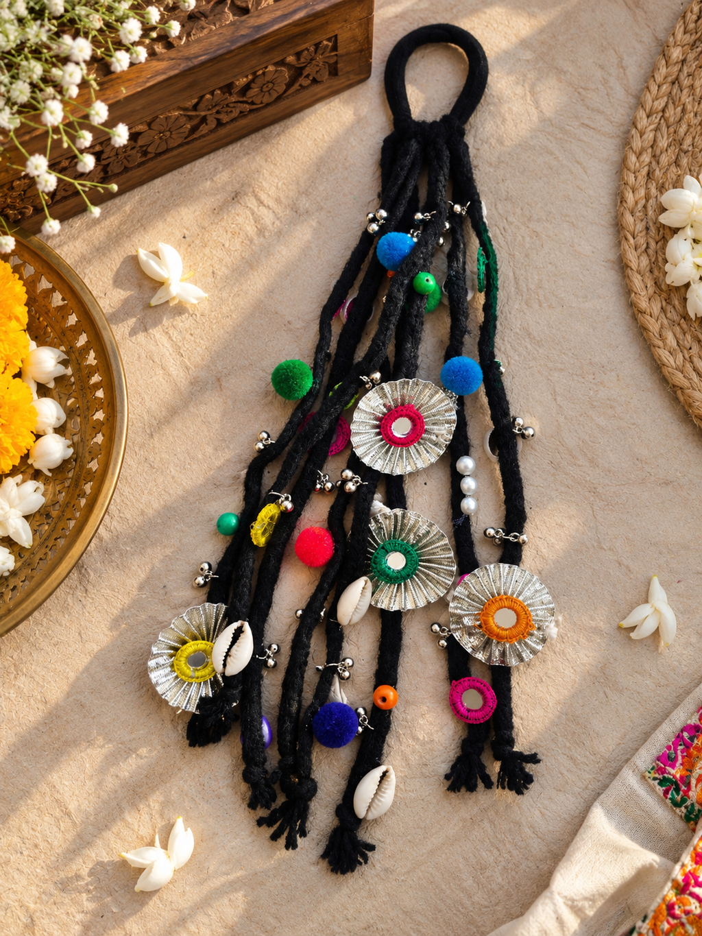 Black pompom and rakhi pranda