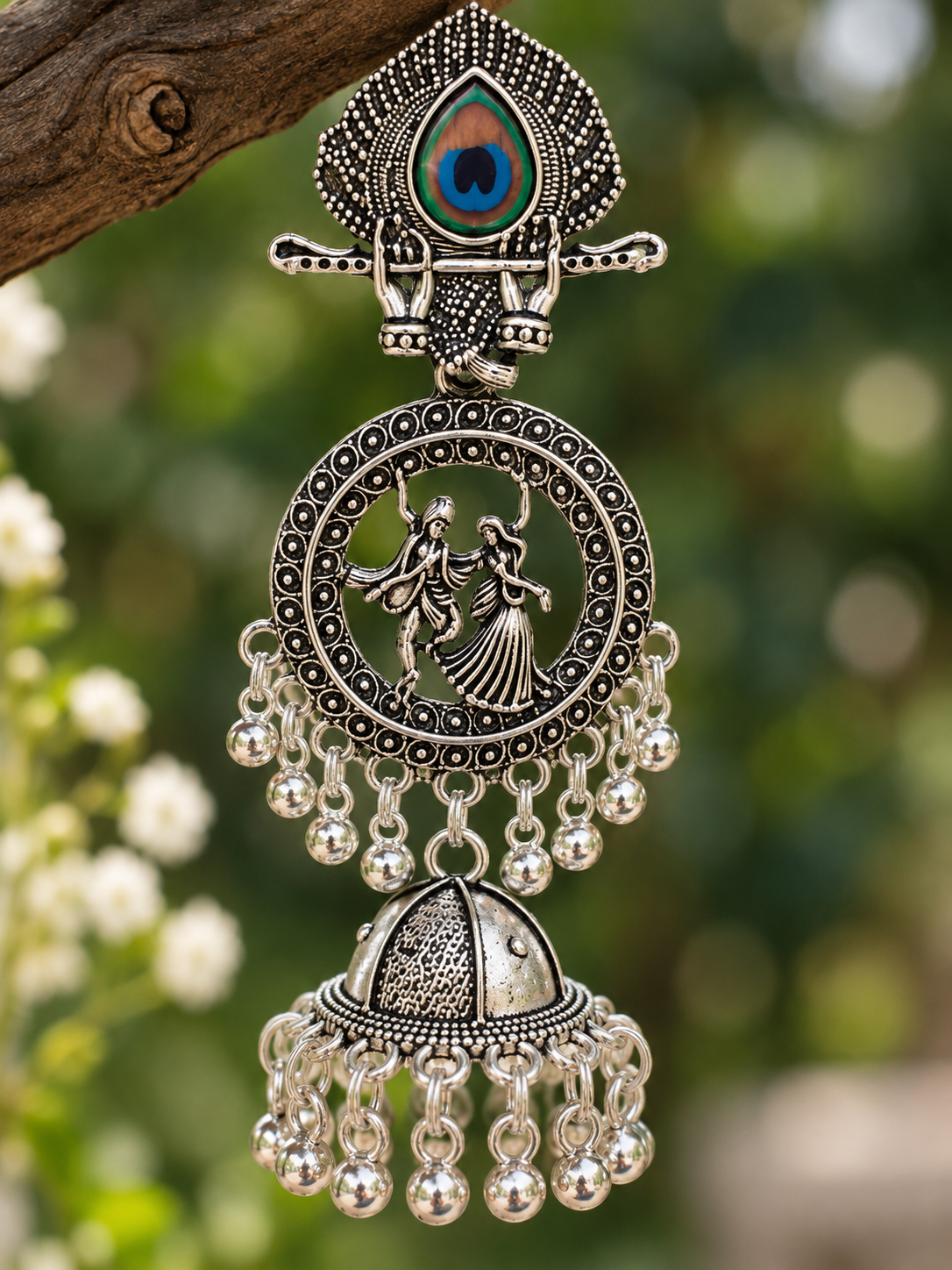 Oxidised Radha-krishna Earrings