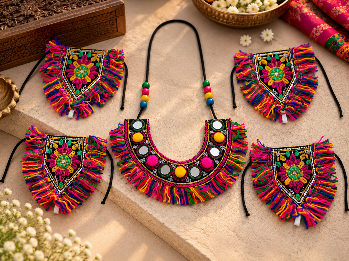 Multicolored Pompom Necklace